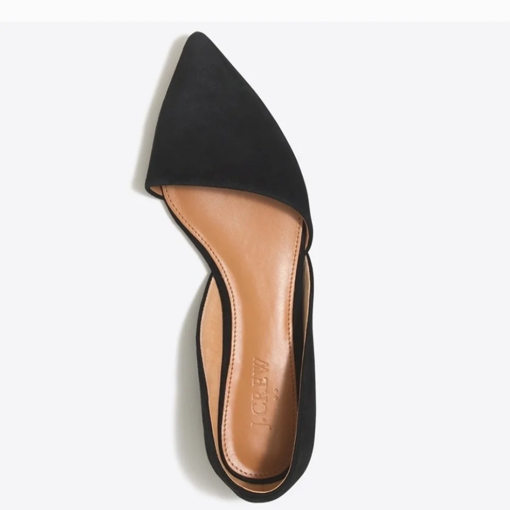 J. Crew D'orsay Suede Black Pointed Toe Flats Size 8 - Picture 2 of 6